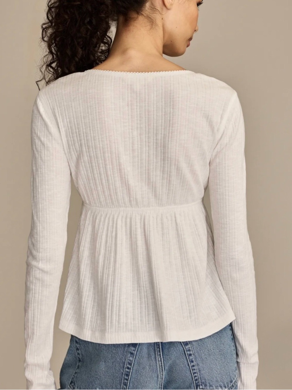 Lucky Brand Women’s White Babydoll Henley Size XL - Picture 2 of 4